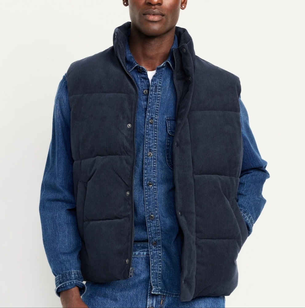 NWT: Men's Corduroy Puffer Vest - Size Large
